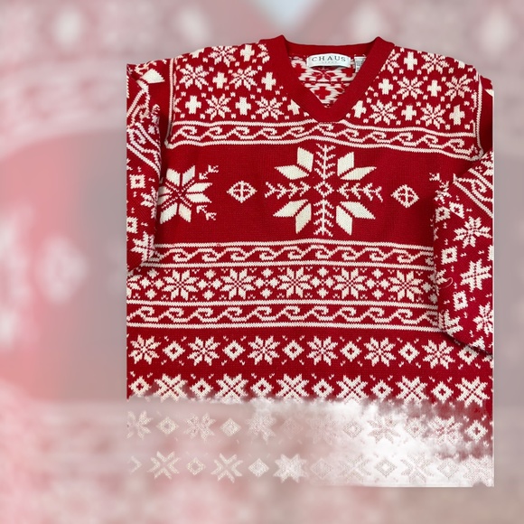 Chaus 80's Snowflake Christmas Sweater v-neck Size Small ~ Holiday Surprise! - Picture 4 of 8